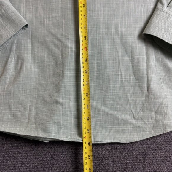 SOLD Charles Tyrwhitt Shirt Mens 16.5 36 Slim Fit Button Up Houndstooth Green - Picture 8 of 9